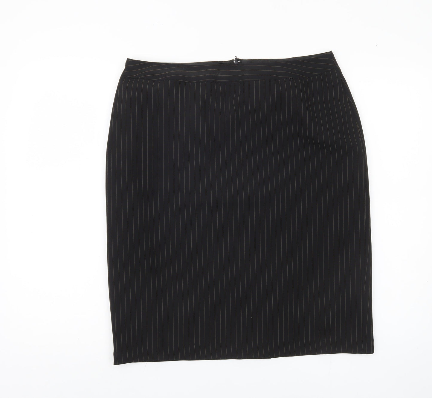 Sara Woman Black Pinstriped Pencil Skirt Size 16