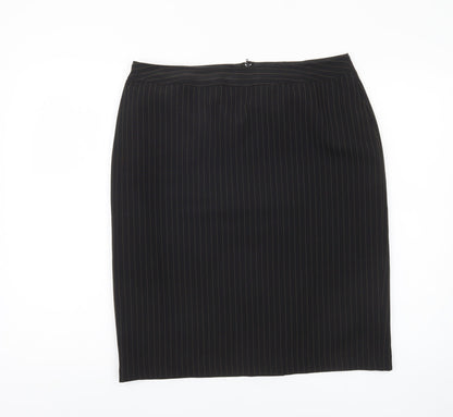 Sara Woman Black Pinstriped Pencil Skirt Size 16