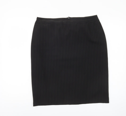 Sara Woman Black Pinstriped Pencil Skirt Size 16
