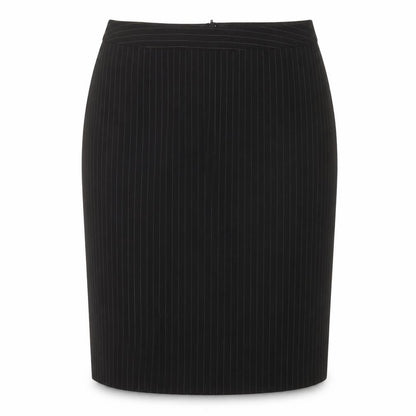 Front view of Sara Woman Black Pinstriped Pencil Skirt, size 16