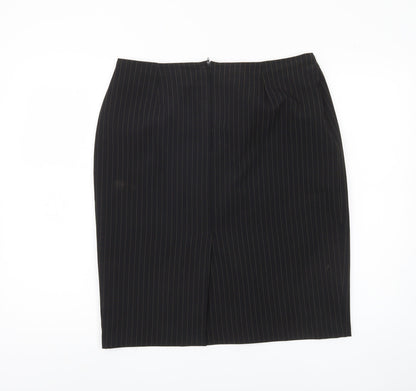 Sara Woman Black Pinstriped Pencil Skirt Size 16