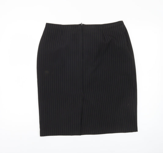 Sara Woman Black Pinstriped Pencil Skirt Size 16