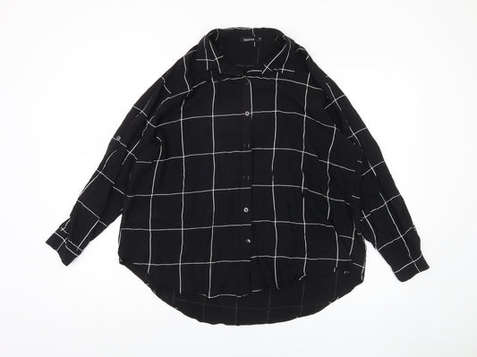 Boohoo Women's Black Check Button-Up Shirt XL
