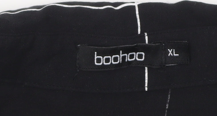 Boohoo Women's Black Check Button-Up Shirt XL