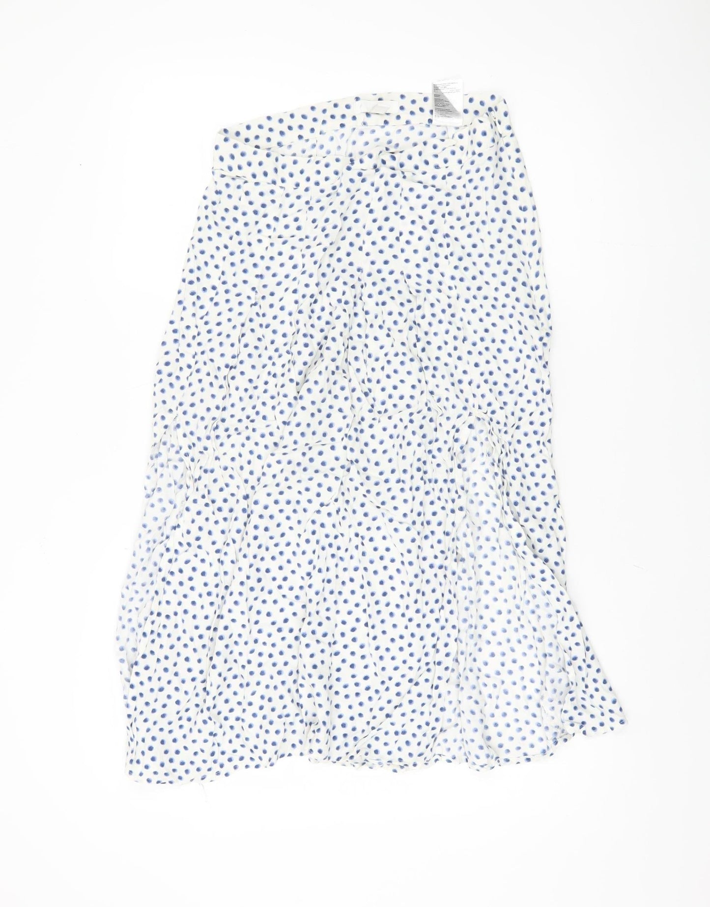 H&M Women’s White Polka Dot Midi Skirt Size 14