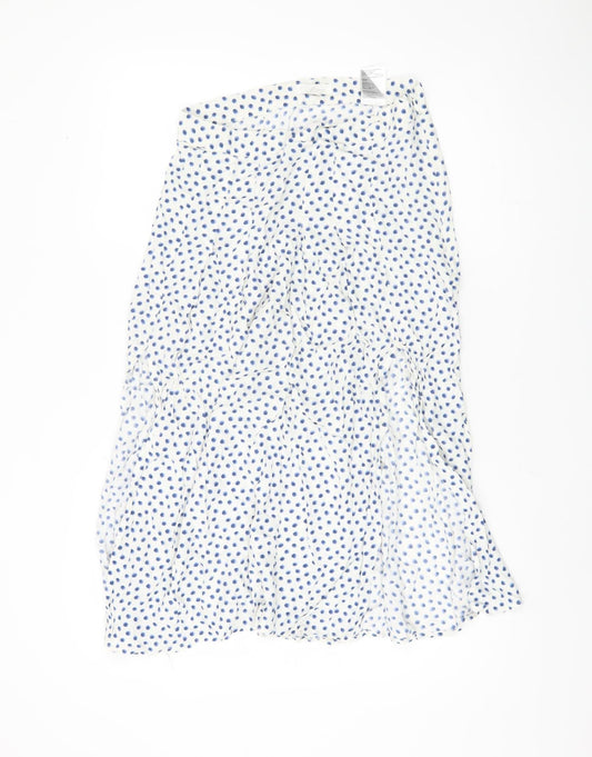 H&M Women’s White Polka Dot Midi Skirt Size 14