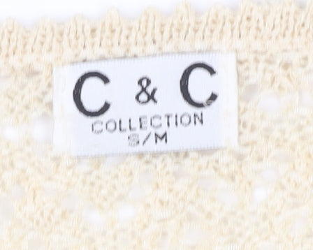 C & C Women's Beige V-Neck Knit Pullover Jumper