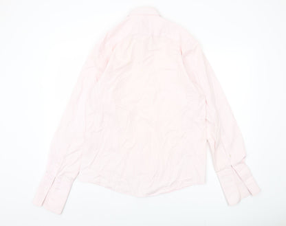 Thomas Pink Men's Slim Fit Pink Striped Dress Shirt