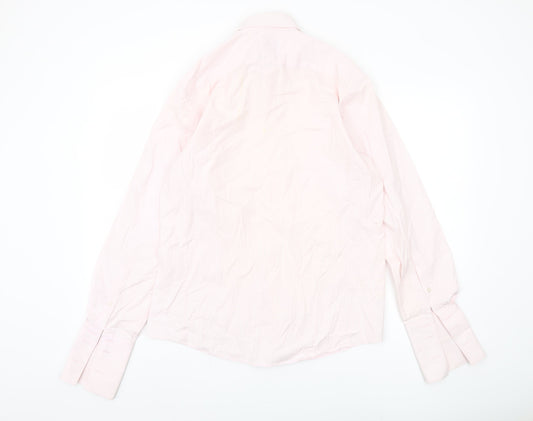 Thomas Pink Men's Slim Fit Pink Striped Dress Shirt