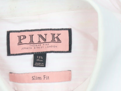 Thomas Pink Men's Slim Fit Pink Striped Dress Shirt