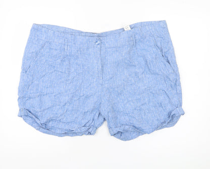 Marks and Spencer Women Blue Linen Shorts Size 22