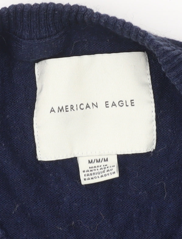 American Eagle Men's Blue Pullover Jumper M