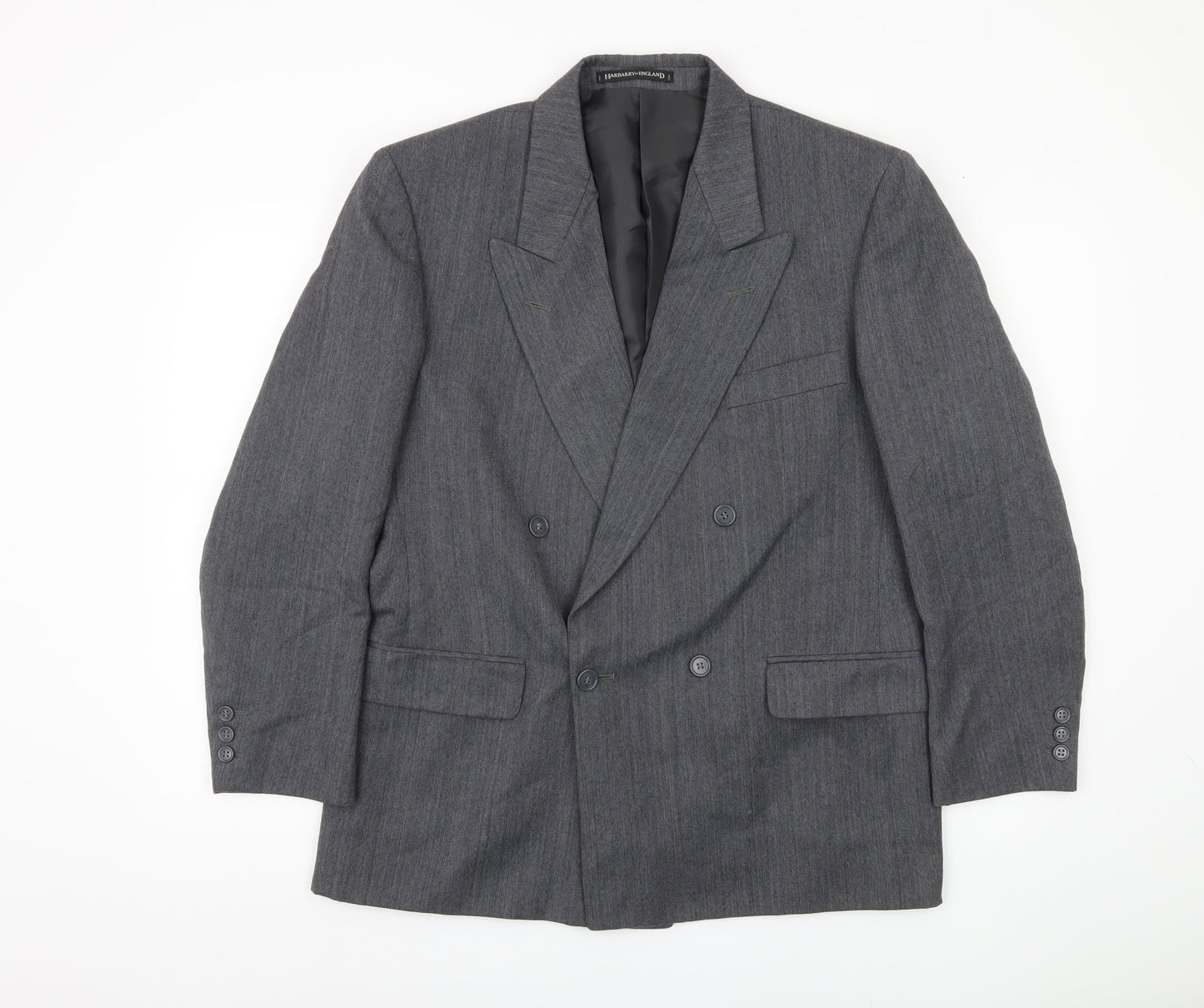 Harbarry of England Men's Grey Double-Breasted Blazer 40 Short