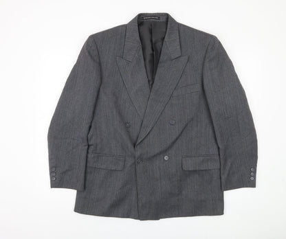Harbarry of England Men's Grey Double-Breasted Blazer 40 Short