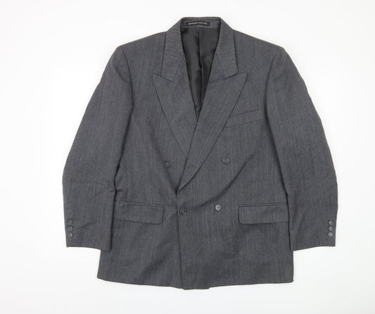 Harbarry of England Men's Grey Double-Breasted Blazer 40 Short