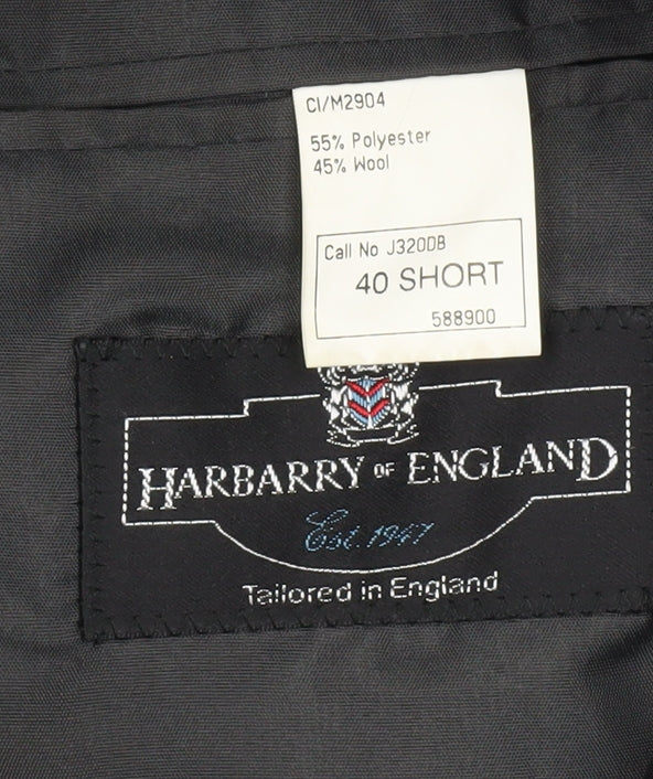 Harbarry of England Men's Grey Double-Breasted Blazer 40 Short