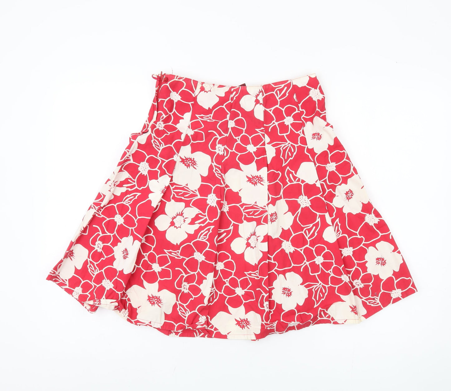H&M Women's Red Floral A-Line Skirt Size 6