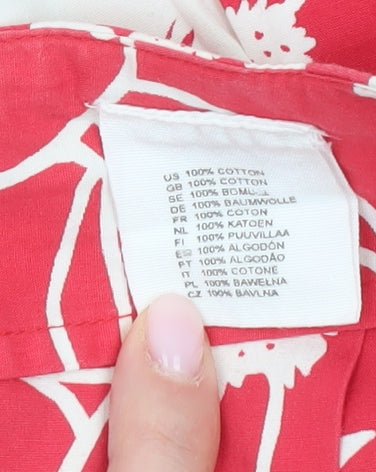 H&M Women's Red Floral A-Line Skirt Size 6