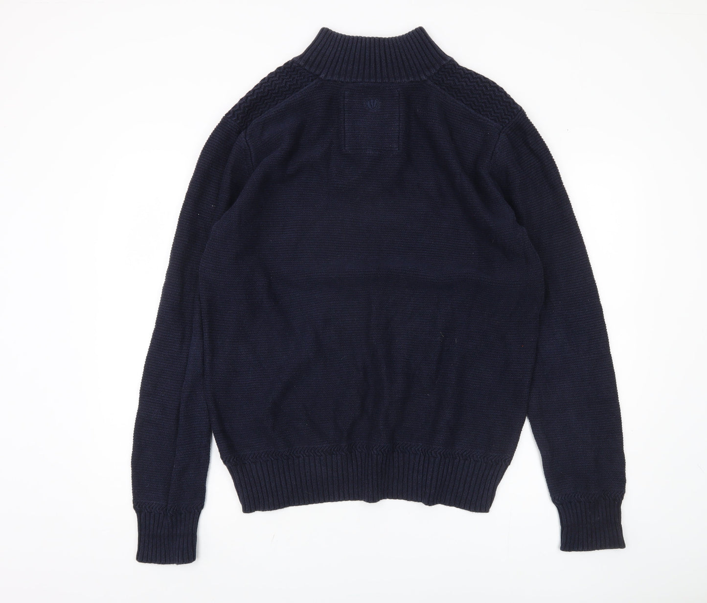 Fat Face Blue Cotton Henley Jumper for Men - Large