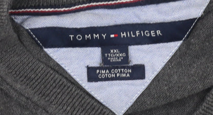 Tommy Hilfiger Men's Grey Pullover Jumper 2XL V-Neck