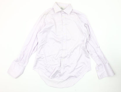 T.M. Lewin Men's White Striped Dress Shirt, L