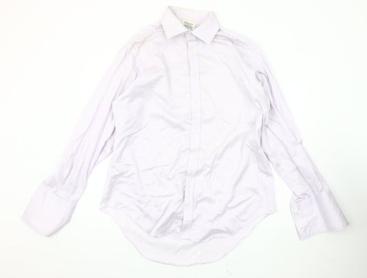 T.M. Lewin Men's White Striped Dress Shirt, L