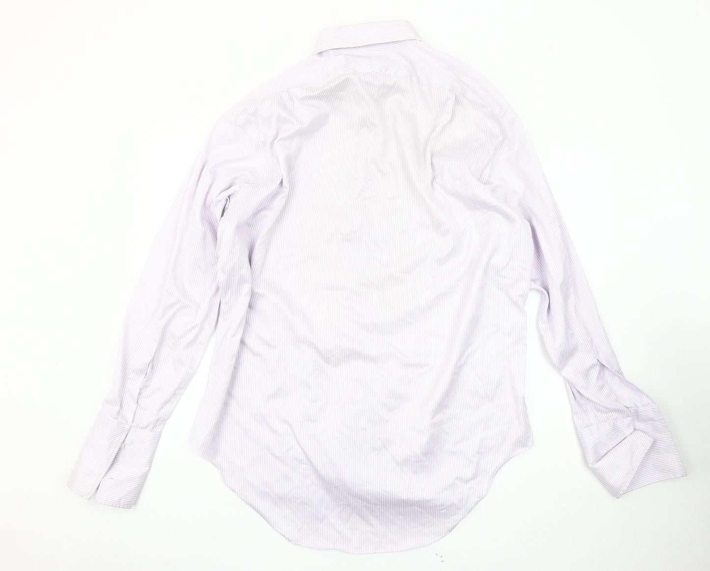 T.M. Lewin Men's White Striped Dress Shirt, L