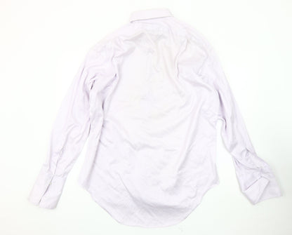 T.M. Lewin Men's White Striped Dress Shirt, L