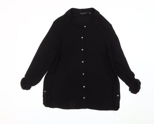 Womens UK Size 14 Dorothy Perkins Black Basic Button-Up