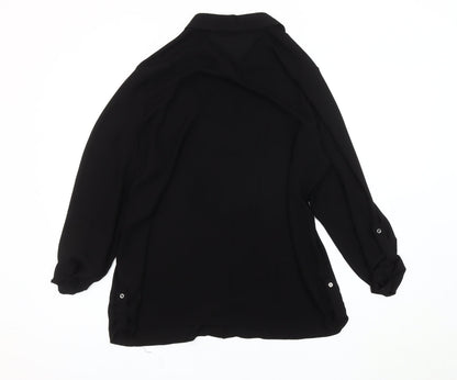 Womens UK Size 14 Dorothy Perkins Black Basic Button-Up
