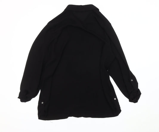 Womens UK Size 14 Dorothy Perkins Black Basic Button-Up
