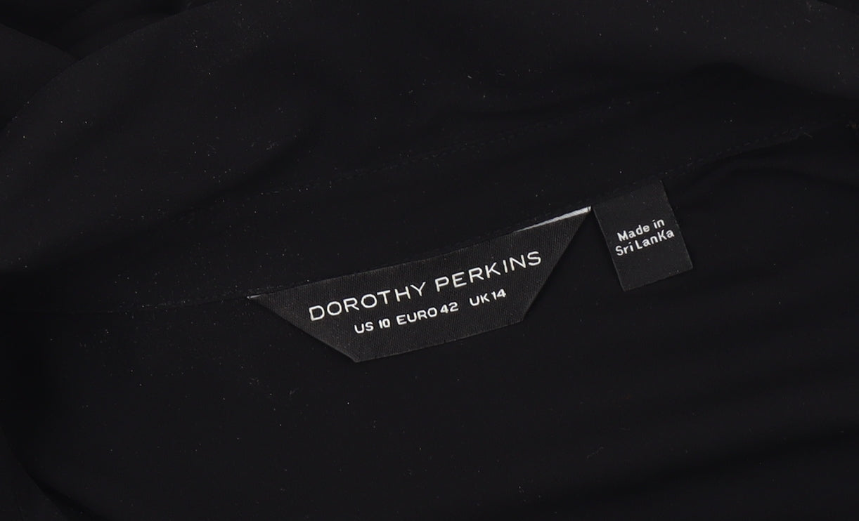 Womens UK Size 14 Dorothy Perkins Black Basic Button-Up