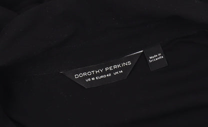 Womens UK Size 14 Dorothy Perkins Black Basic Button-Up