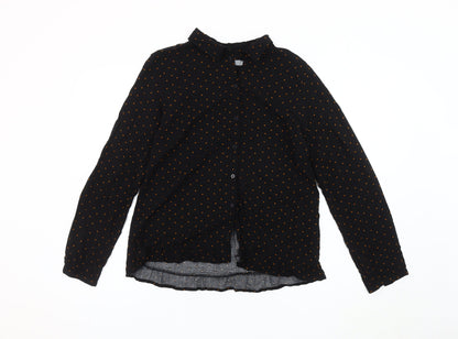 b.young Women's Black Polka Dot Button-Up Shirt