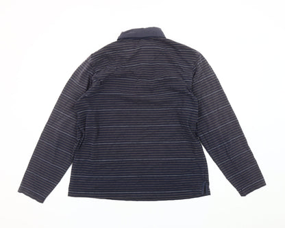 Marks & Spencer Men's Navy Striped Long Sleeve Polo M