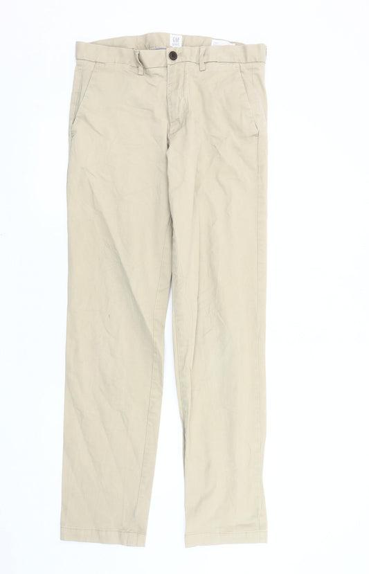GAP Men's Beige Chino Trousers, Size 32, Regular Fit