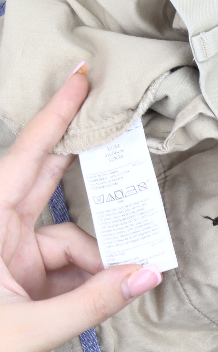 GAP Men's Beige Chino Trousers, Size 32, Regular Fit