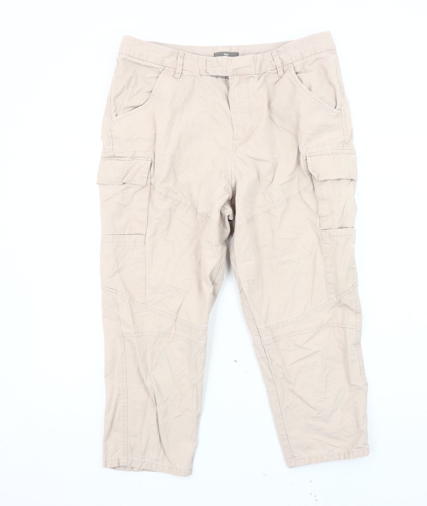 Womens UK Size 12 Gap Regular Fit Cargo Beige Trousers