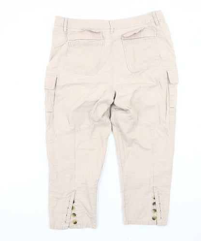 Womens UK Size 12 Gap Regular Fit Cargo Beige Trousers