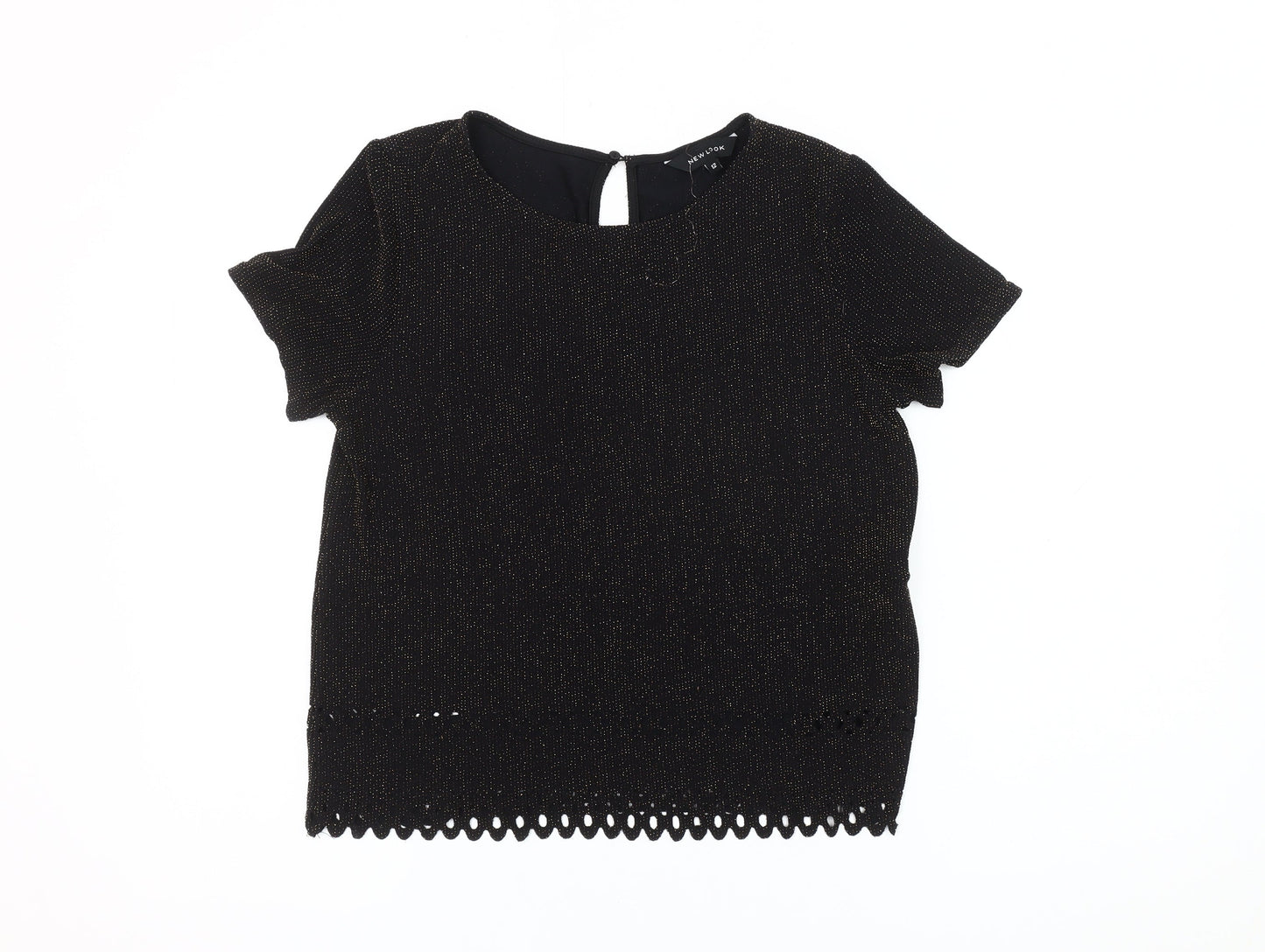 Womens UK Size 12 New Look Black Basic Blouse