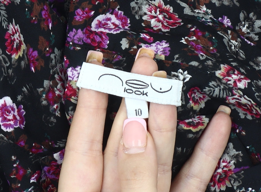 New Look Women's Floral Blouse Black Size 10