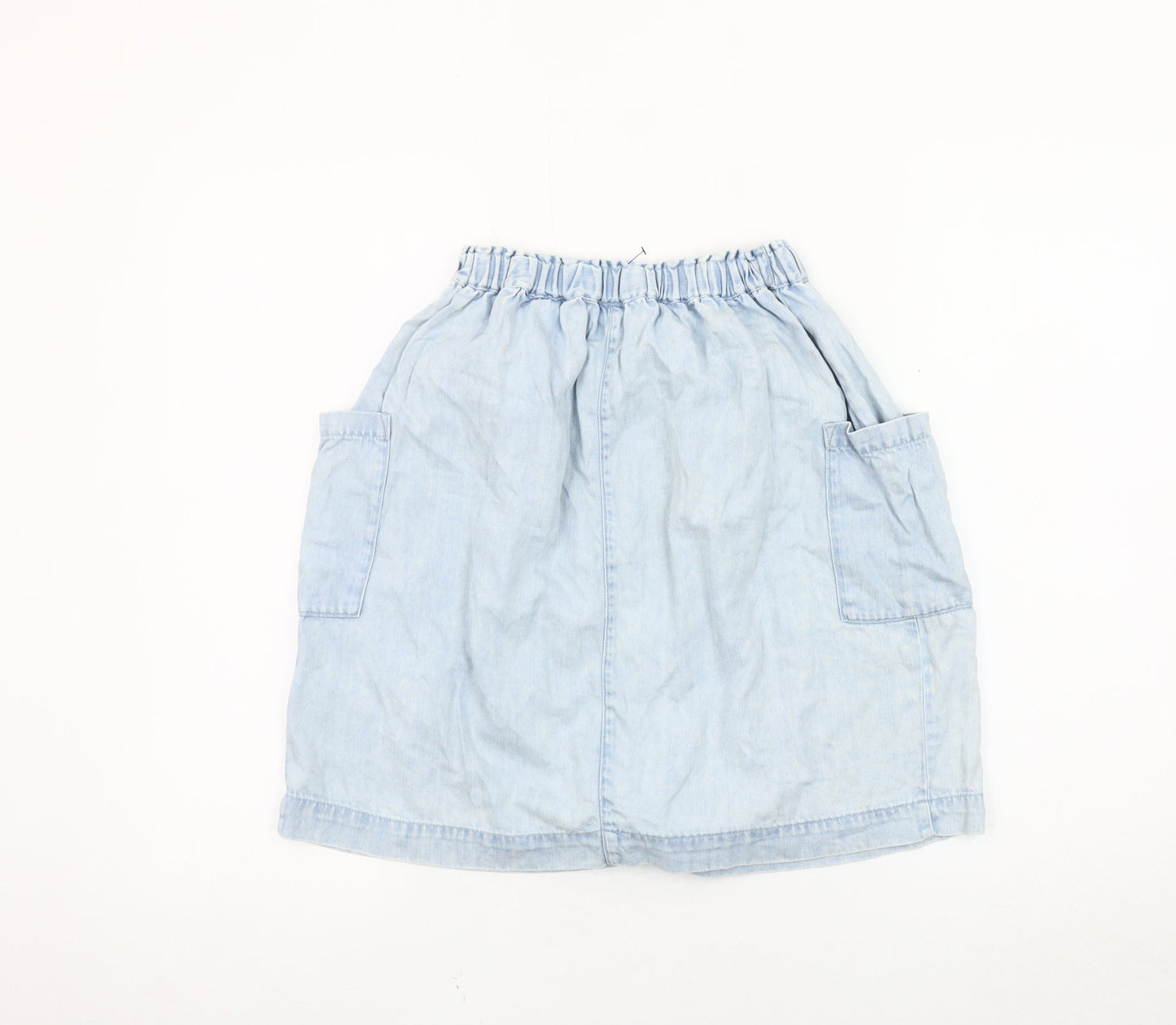 Next Girls Blue A-Line Chambray Skirt with Pockets - 8 Years