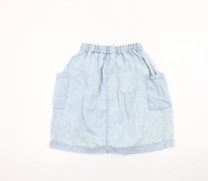 Next Girls Blue A-Line Chambray Skirt with Pockets - 8 Years