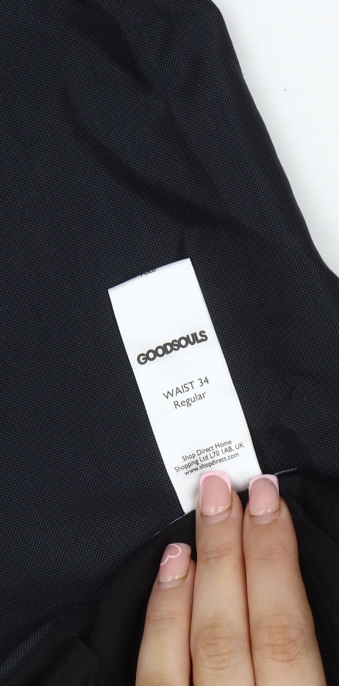 Goodsouls Men's Black Dress Pants Size 34 Regular Fit