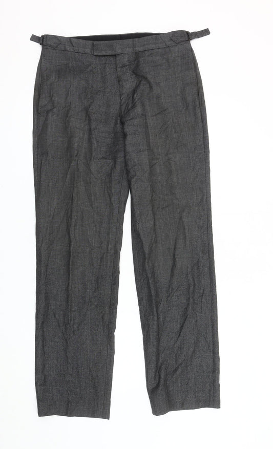 Hayward Men's Grey Check Trousers, Size 32