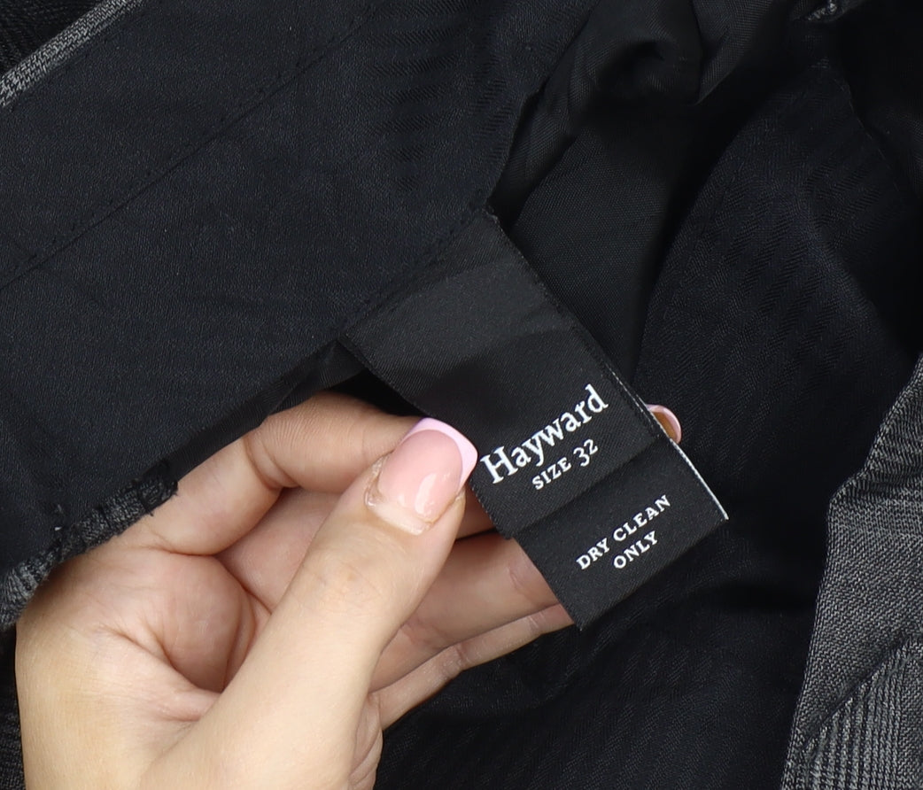 Hayward Men's Grey Check Trousers, Size 32