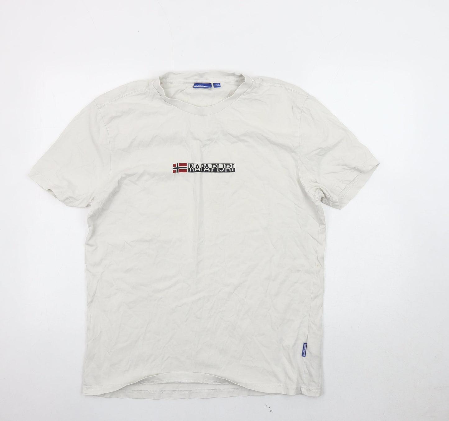 Napapijri Men's White XL Cotton Logo T-Shirt