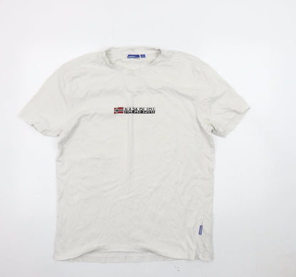 Napapijri Men's White XL Cotton Logo T-Shirt