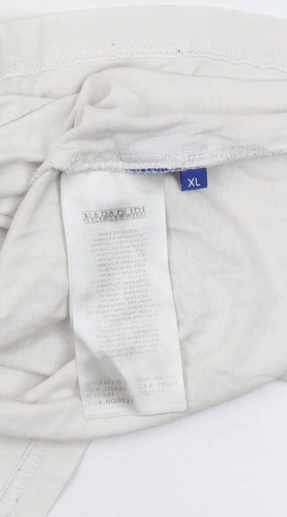 Napapijri Men's White XL Cotton Logo T-Shirt