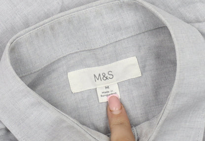 Marks and Spencer Men's Grey Long Sleeve Button-Up Shirt